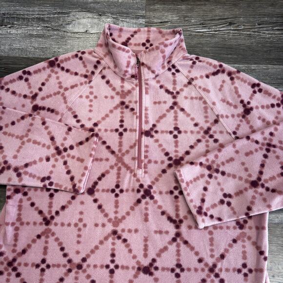 Eddie Bauer Jackets & Blazers - Eddie Bauer Geometric Polka Dot Pink Womens XL 1/4 Zip Mock Neck Fleece Pullover